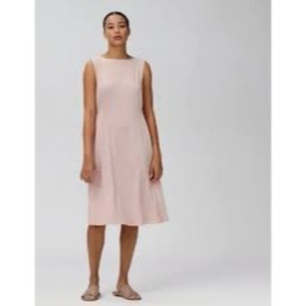 Eileen Fisher Pink XS Fine Jersey Sleeveless Tie Dress Stretch Summer